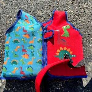 Kids Dino Swim Vest - Red & Blue Medium-large 33-55lbs